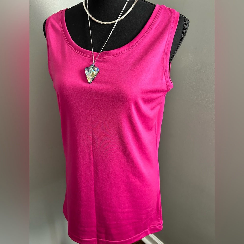 Selling together 2 George dressy tank tops, fuschia & black, XL, V & scoop necks
